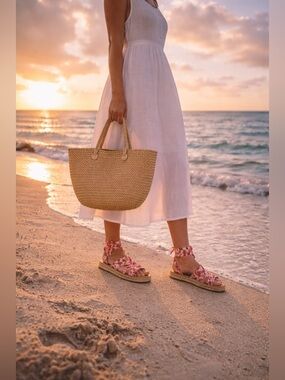 Sam Edelman Circus Ariel Lace Up Espadrille Sandals Pink Floral Resort Boho
6.5